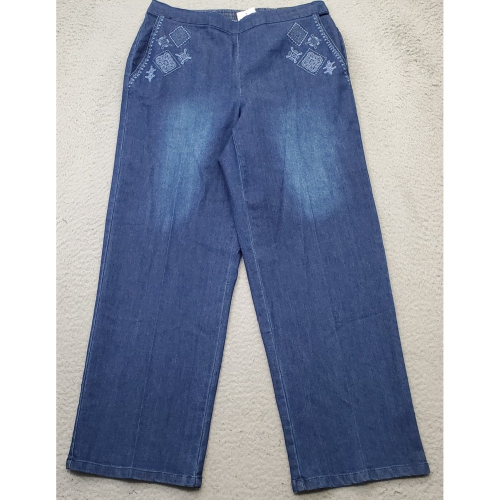 Alfred Dunner Classic Fit Jean Pants Womens 8P Multi Denim Cropped Straight Leg